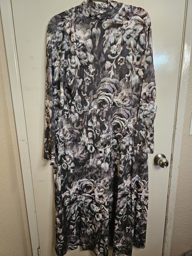 NWT Soft Surroundings Naima Long Sleeve Marble Print Maxi Dress 1X - Picture 2 of 6