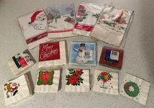 Large Vintage Christmas Paper Party Goods Tablecloths/Napkins, CA Reed/Hallmark
