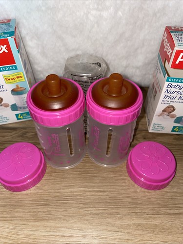 Vintage NEU Playtex Nurser 4oz Kit Baby Flasche Lot Original Drop In Liner Rosa - Bild 2 von 5