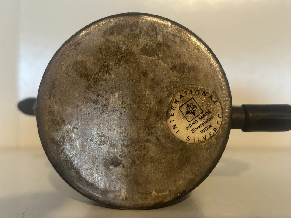 Vintage Hand Made Indian Teapot  w/ Hinged Lid 5" tall Hampton Silver Plate - Image 4 of 4