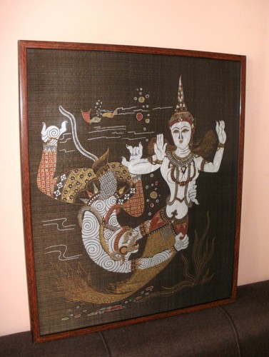 Magnificent painting of traditional Thai art of painting on silk - Thai Buddhist - Picture 4 of 13