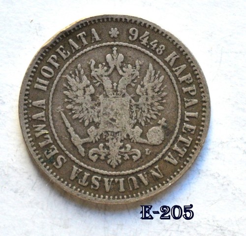 1893 Finland 1 Markka Silver (E205) FREE SHIPPING - Bild 2 von 2