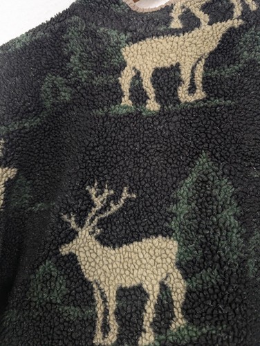 Vintage KITESTRINGS Boys Camo Green Elk Fleece Full Zip Jacket 12/14 - Picture 6 of 8