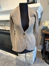 Sfera Collection Womens Dk Taupe Wool / Angora Cardigan Sweater Sz Small
