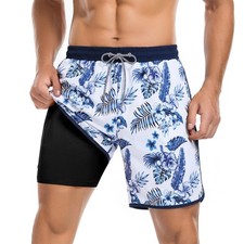 Men's Swim Trunks 7 Inch with Compression Liner Quick Dry Swim Shorts for Men...