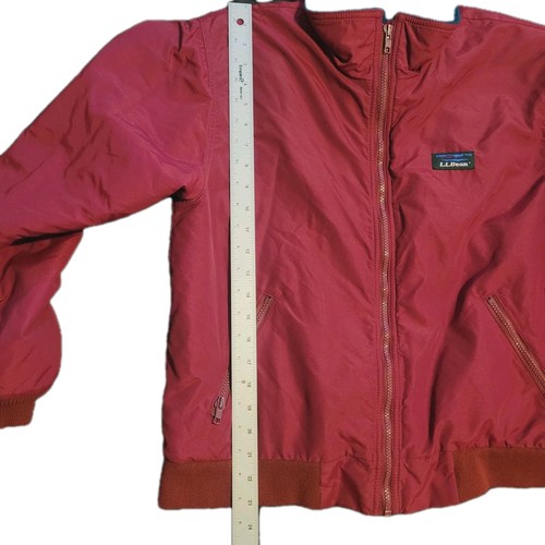 Vintage LL Bean Men's M Warm Up Bomber Jacket Fleece Lined Burgundy Teal  - Picture 9 of 14