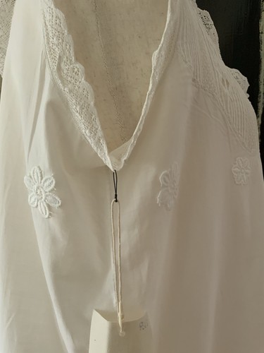 AntiqueNightgown White Cotton L - Edwardian Nightgown - Picture 8 of 24