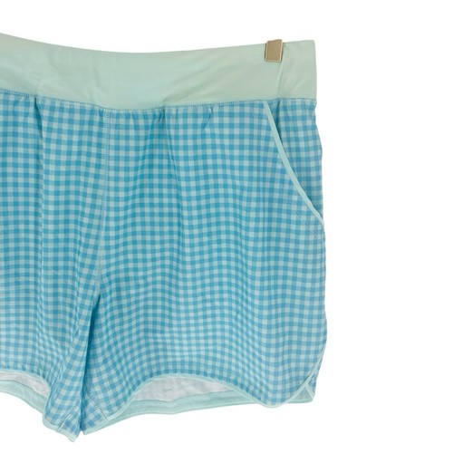 Lands End Swim Board Shorts Womens 18W Blue Check Brief Lined High Rise Pull On - Picture 5 of 13