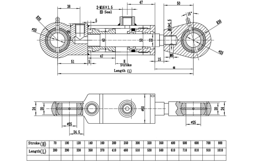 Cilindro hidráulico doble acción DW cilindro 40/22 120 tiempos ex - Imagen 2 de 3