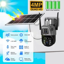 Dual Lens WiFi Solar Battery Camera Wireless Outdoor CCTV 4MP Security Camera