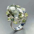 Handmade28 ct Natural Green Amethyst Ring 925 Sterling Silver Size 8 /R471133