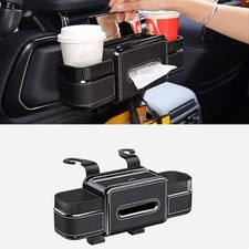 Multifunctional Car Seat Back Organizer with Drink Cup Holder, Makeup Mirror, Ti