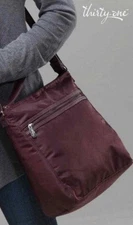 Thirty One Everything Crossbody Bag Purse  Burgundy 11.75x11.75x4.5 Nylon NWOT