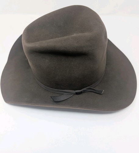 Vintage The Round Up 5X Beaver Felt Cowboy Hat Size 6 7/8 Chocolate Brown - Picture 9 of 16