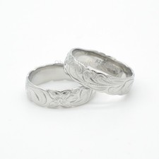 Solid 6mm 925 Sterling Silver Hawaiian Heirloom Plumeria Scroll Band Ring