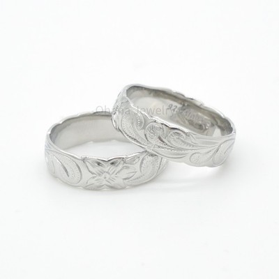 Massiver 6 mm 925 Sterlingsilber Hawaii Erbstück Plumeria Schnörkel Bandring