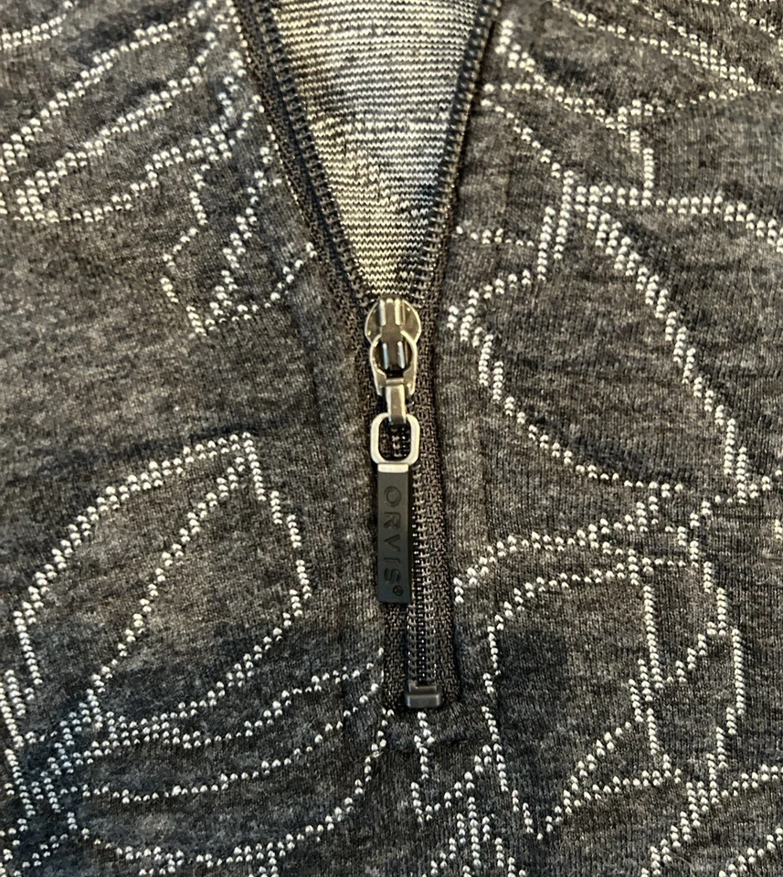 Orvis Women's 3/4 Zip Quilted Pullover Sz L Gray Floral Embroidery Cozy Comfort - Image 3 of 4