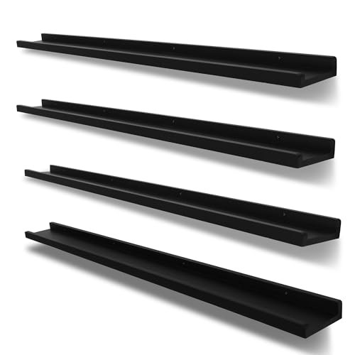 Long Floating Shelves for Wall 57 Inch,Real Wood Picture Ledge with Lip Set - Picture 2 of 8