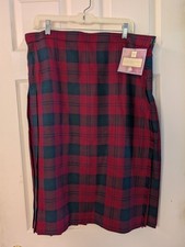 NWT Clan Lindsay Tartan Wool Kilt US 16/UK 22 VTG Handmade Scottish Highlands