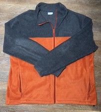 Columbia Jacket Men  s 2XL Full Zip Fleece Zip Pocket Sweater Outdoor Orange/Gray