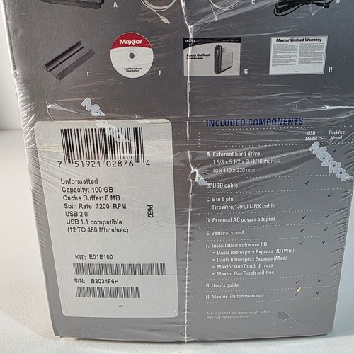 MAXTOR ONETOUCH II External Hard Drive 100 GB 7200 RPM New Factory Sealed! 2B - Picture 7 of 7