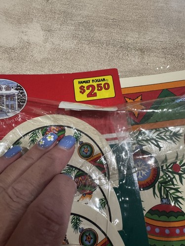 Colchonetas y Posavasos Vintage Navidad Gato Vinilo Gato Y Adornos. ¡Nuevo! - Imagen 6 de 6