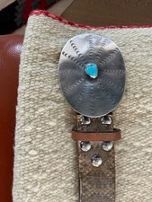 Belt  Buckle - Awesome SW Style Leather, Sterling, 40 - See Pics Rattlesnake
