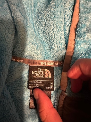 The North Face Kids Fleece Jacket Size M Turquoise Hooded Full Zip Warm Outdoor - Picture 3 of 7
