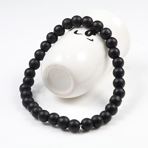 Naturstein Armband Herren 6/8/10 mm weiß schwarz stumpf poliert matt Onyx Achate - Bild 20 von 36