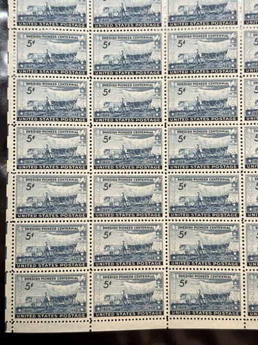 United States Scott 958 1948 5Cent Swedish Pioneer Issue Sheet 50 Stamps Vintage - Picture 4 of 6