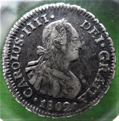 CARLOS IV, 1/2 Real, 1802, SANTIAGO -JJ, 2nd highest graded coin by NGC.