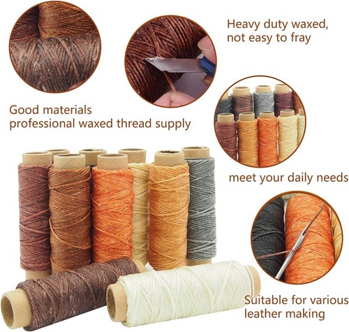 Leather Working Tools Craft Kit Repair Waxed Thread Stitching Punch Sewing Craft - Picture 4 of 8