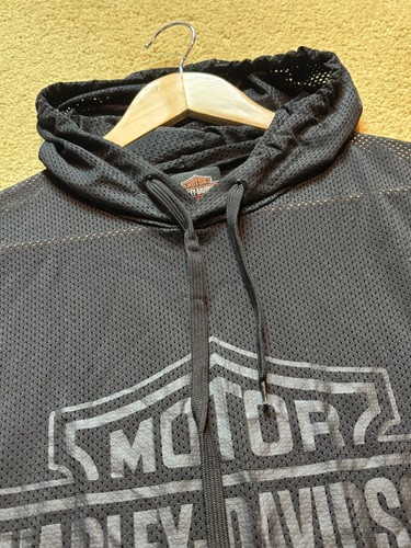 Harley-Davidson Hooded Logo Cool Air Breathable Mesh Hoodie Sweatshirt Relaxed S - Picture 3 of 7