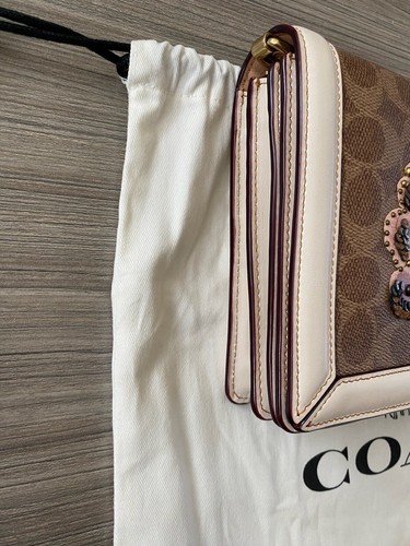 NWT Coach 1941 Riley In Embellished Signature Rose Print w/ Sequins Chalk F31693 - Picture 4 of 13