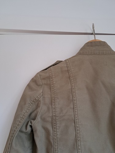 Bershka Military Style Jacket Short Size S 100% Cotton Beige Pockets - Picture 12 of 20