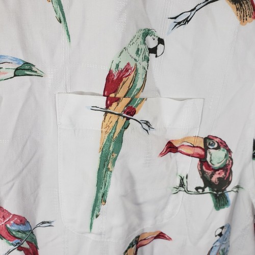 Caribbean Mens Hawaiian Button Down Shirt White XXLB Short Sleeve Toucans - Picture 6 of 12