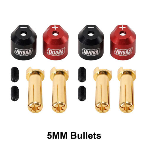 INJORA Heatsink Bullet Plug Connectors Grips with 4mm 5mm Bullets (Black, Red) - Picture 9 of 15