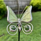 Vtg Stained Glass Sun-catcher Butterfly Planter Ornament Indoor Outdoor