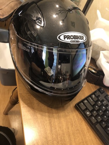 PROBIKER MOTORCYCLE FULL FACE HELMET GJ-2000 E13 BLACK GREAT CONDITION W/BAG - Picture 2 of 8