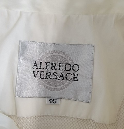Vintage Alfredo Versace Jacket White Off Zip Up Logo Lightweight Men's Size 95 - Picture 6 of 9