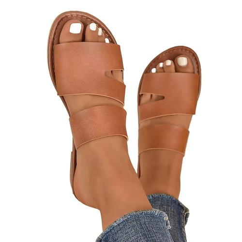 Women Flat Slide Sandals Comfortable Slip On Casual Walking Sandals Anti-slip - Picture 17 of 57