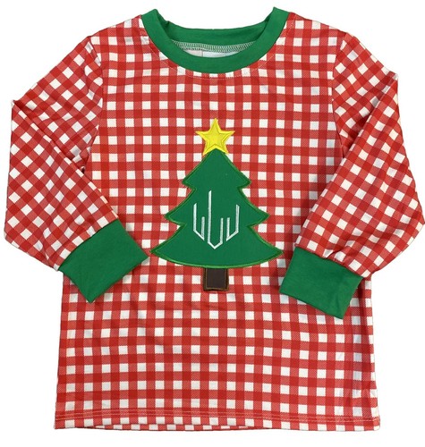 Toddler Monogram Christmas Tree Two Piece Pajama Set, 18-24M - Bild 2 von 4