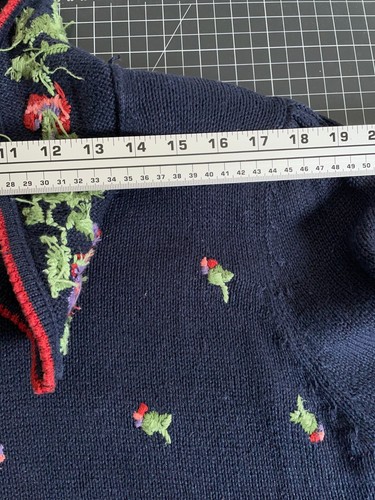 VTG Cropped Floral Embroidered Collared Sweater Women's Small Dark Blue - Bild 7 von 13