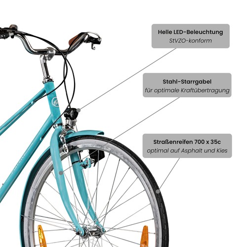Damenfahrrad 28Zoll 6Gang fahrrad Hollandrad Cityrad Bike Galano Florenz blau - Bild 4 von 9