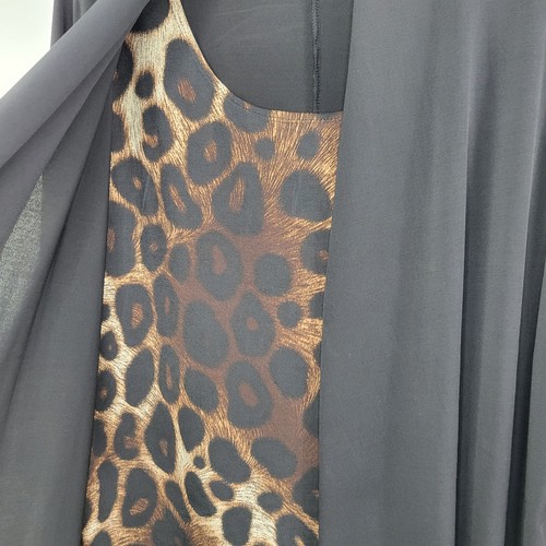 Suzie Cardigan With Tank Attached, Black Leopard Print Womens Plus Size 1X Duet - Bild 2 von 7