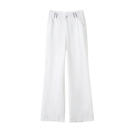 Womens Linen Straight Leg Pants Summer High Waisted Loose Casual Wide Leg Pants - Picture 5 of 29