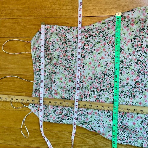 Anthropologie The East Order Dress Slip Dress Floral Tie Back Pink Green (L) - Picture 5 of 7