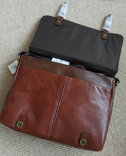 New FOSSIL Dark Brown MESSENGER BAG Shoulder / Handle Laptop Compatible RRP £279 - Picture 4 of 14