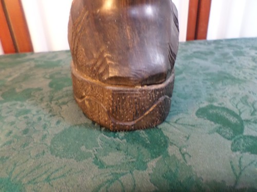 Vintage Hand Carved Wooden African Tribal Sculptured Lamp Base - Picture 5 of 17