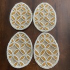 Set Of 4 Easter Egg Pier 1 Beaded Coasters Burlap Golden & Cream Beads READ MORE